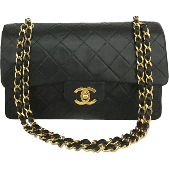 2842960BG (X6) Chanel Shoulder Bag Double Flap 23 Quilted Black Lambskin w/Chai - Picture 2 of 12